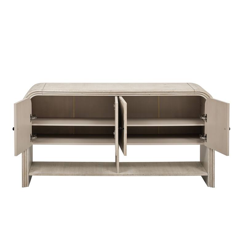 Versatile console table with Woven Wood Slats and Solid Wood Veneer