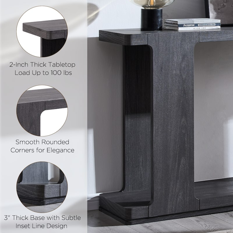 Modern 63" Entryway Console Table, Long Sofa Table with Curved Edge