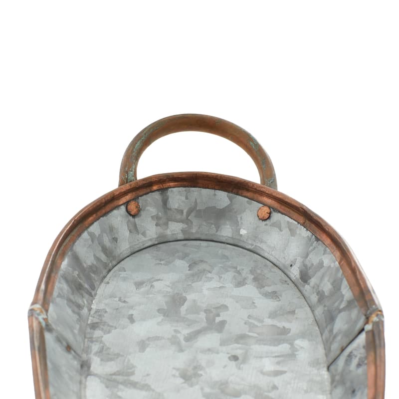 Gray Metal Galvanized Living Room Decor Tray (Set of 3) - S/3 14", 22", 28"W