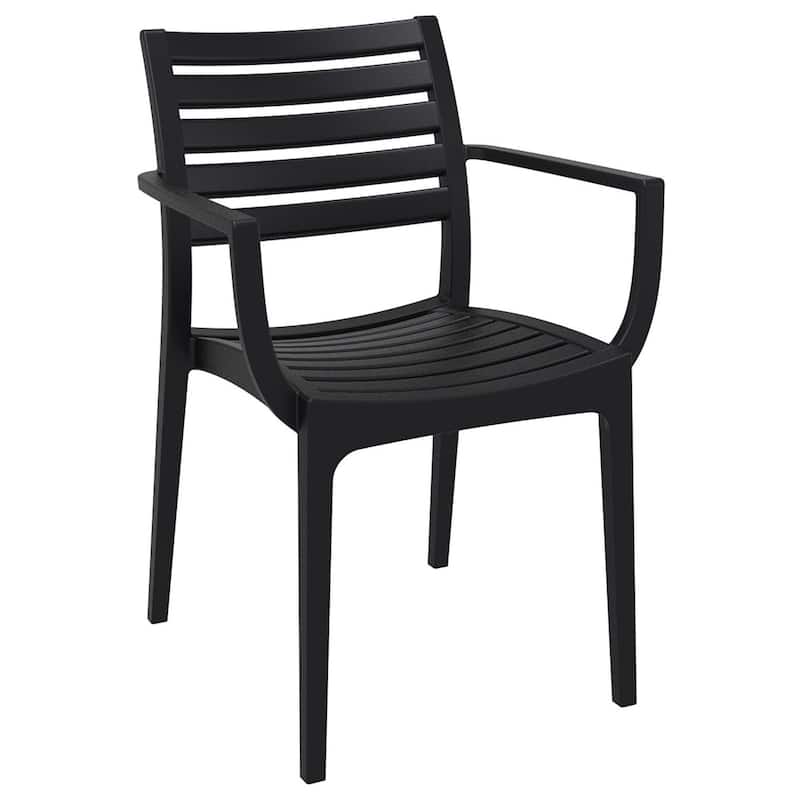 7-Piece Black Patio Dining Set with Armchairs 55"