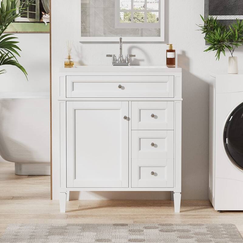 30'' Bathroom Vanity with Top Sink Set, Sink Bathroom Vanity