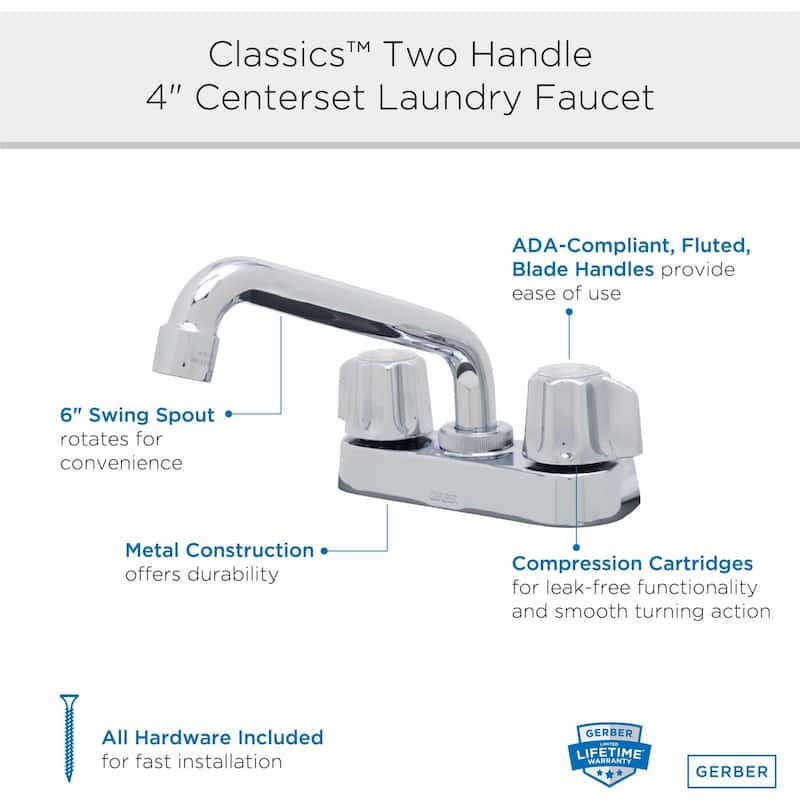 Gerber G0749244 Classics 2.2 GPM Deck Mounted Double Handle Utility