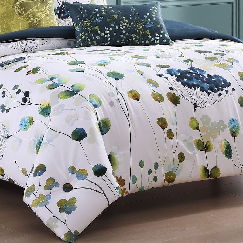 Bebejan Abstract 100% Cotton Sateen Vines 5 Piece Reversible Comforter Set