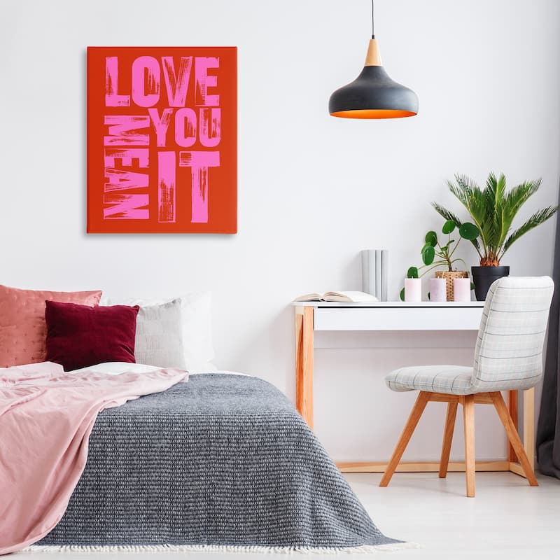 Stupell Love You Mean It on Red Canvas Wall Art Design By House of Lulu
