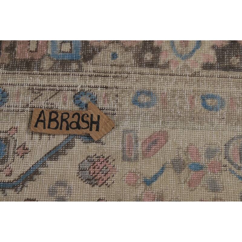 Geometric Beige Tabriz Persian Rug Hand-Knotted Wool Carpet - 8'1"x 10'8"