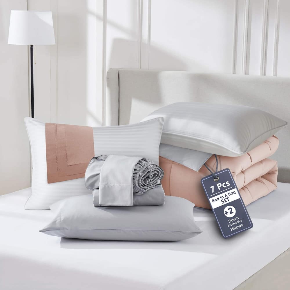 Empyrean Reversible Comforter Set Bed in a Bag with Down Alternative Pillow