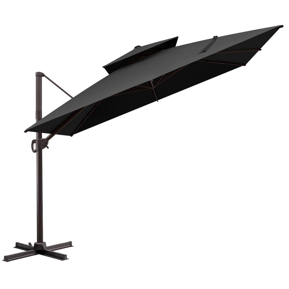 VredHom Dual Top Wind Vent 11x11Ft Aluminum Offset Cantilever Patio Umbrella