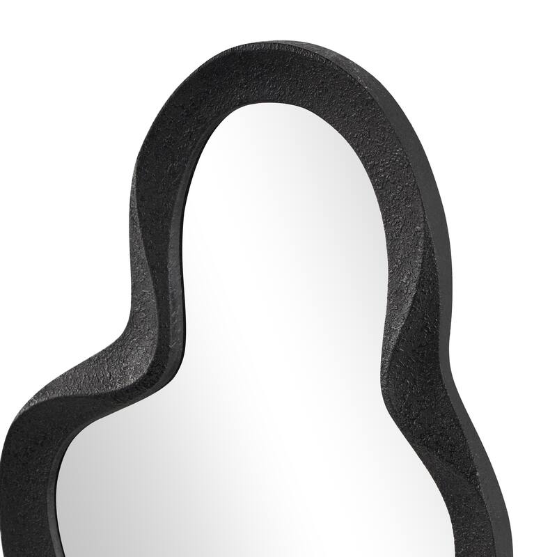 White or Black Wood Wavy Room Wall Mirror with Dimensional Frame