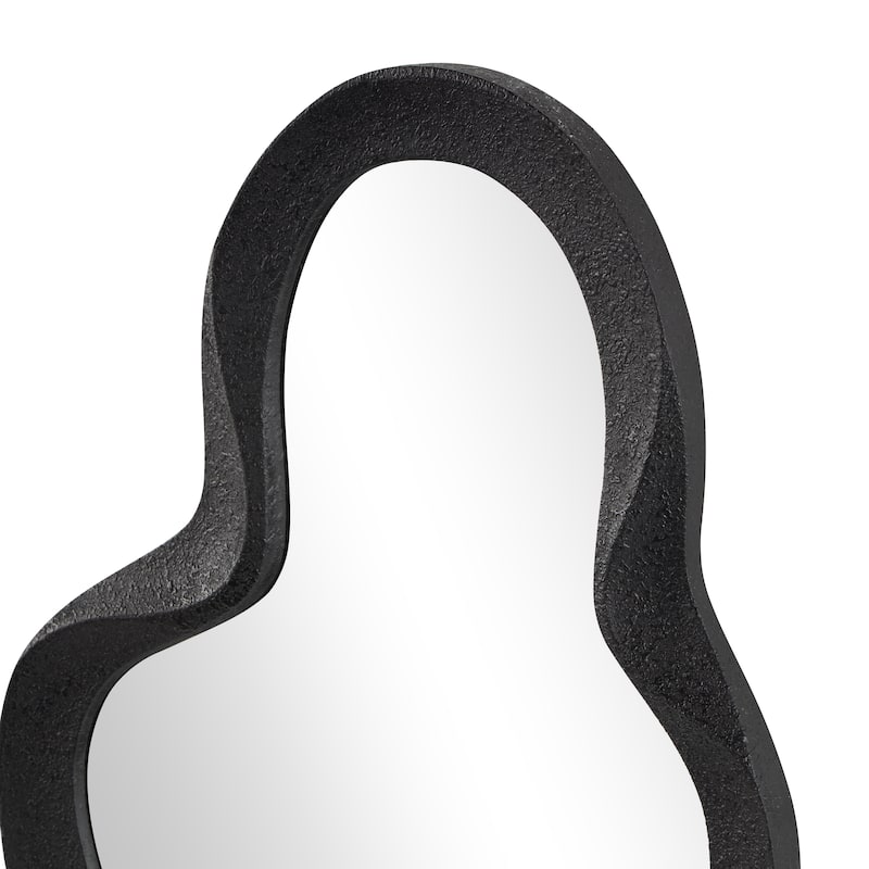 Wood Abstract Wavy Wall Mirror with Dimensional Frame - White or Black - Roche River Decor