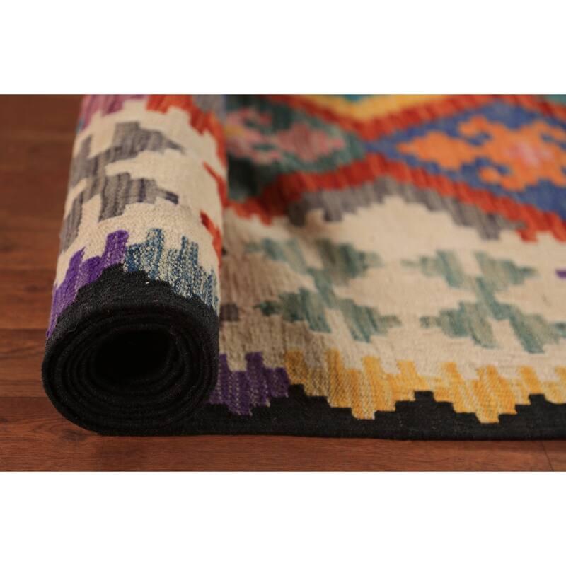 South Western Style Kilim Oriental Area Rug Handmade Wool Carpet - 8'5"x 11'2"