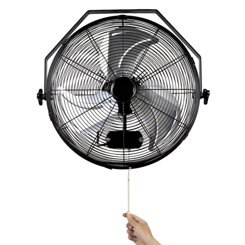 2 PCS 18 inch Manual 360-Degree Tilt Adjustment, 3-speed High Velocity Max. 4000 CFM Industrial Wall Fan for Indoor, Commercial - Black