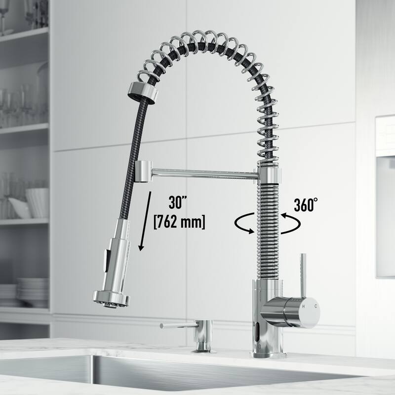 VIGO Edison 19" H Single Handle Pull-Down Sprayer Kitchen Faucet Set with Touchless Sensor