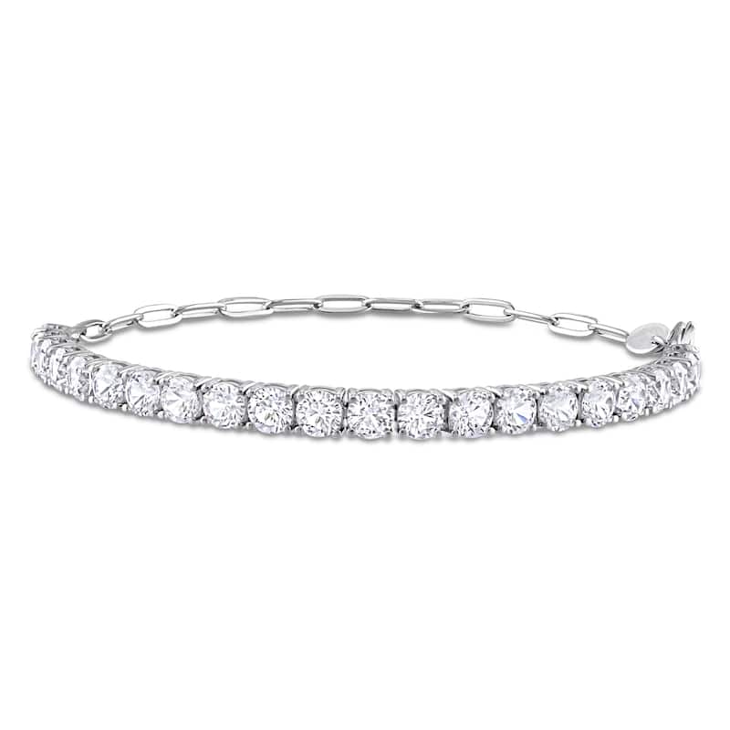 Miadora 6ct TGW Created White Sapphire Semi Tennis Bracelet Chain Sterling Silver