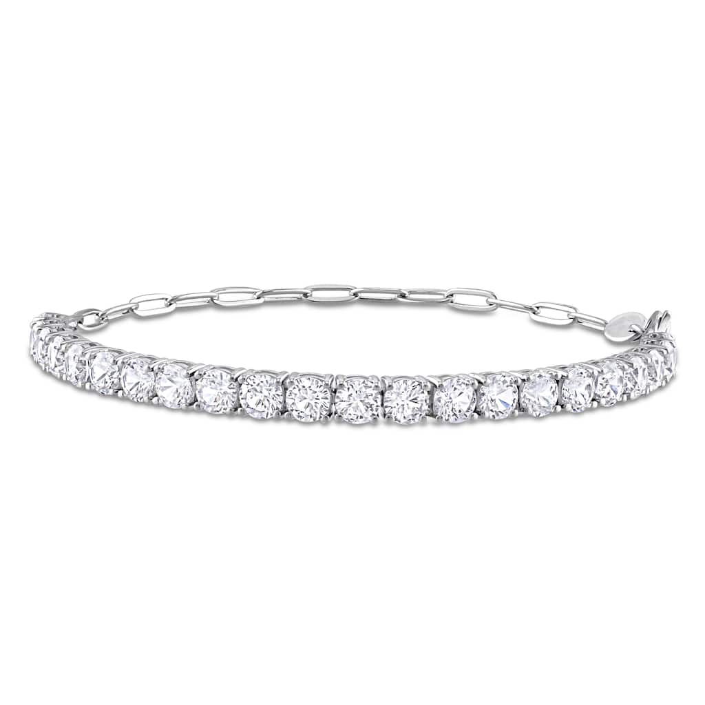 Miadora 6ct TGW Created White Sapphire Semi Tennis Bracelet Chain Sterling Silver