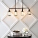 preview thumbnail 13 of 13, Arlo 34" 4-Light Farmhouse Industrial Iron/Glass Linear LED Pendant, Oil Rubbed Bronze/Clear by JONATHAN Y