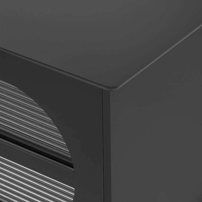 68.9" Rectangular Wooden TV Stand with Fluted Glass Doors, for TVs up to 75", Media Storage Console with 2 Drawers