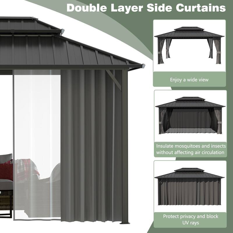 VEIKOUS Outdoor Aluminum Double Hardtop Gazebo Pergolas for Patio Lawn and Garden
