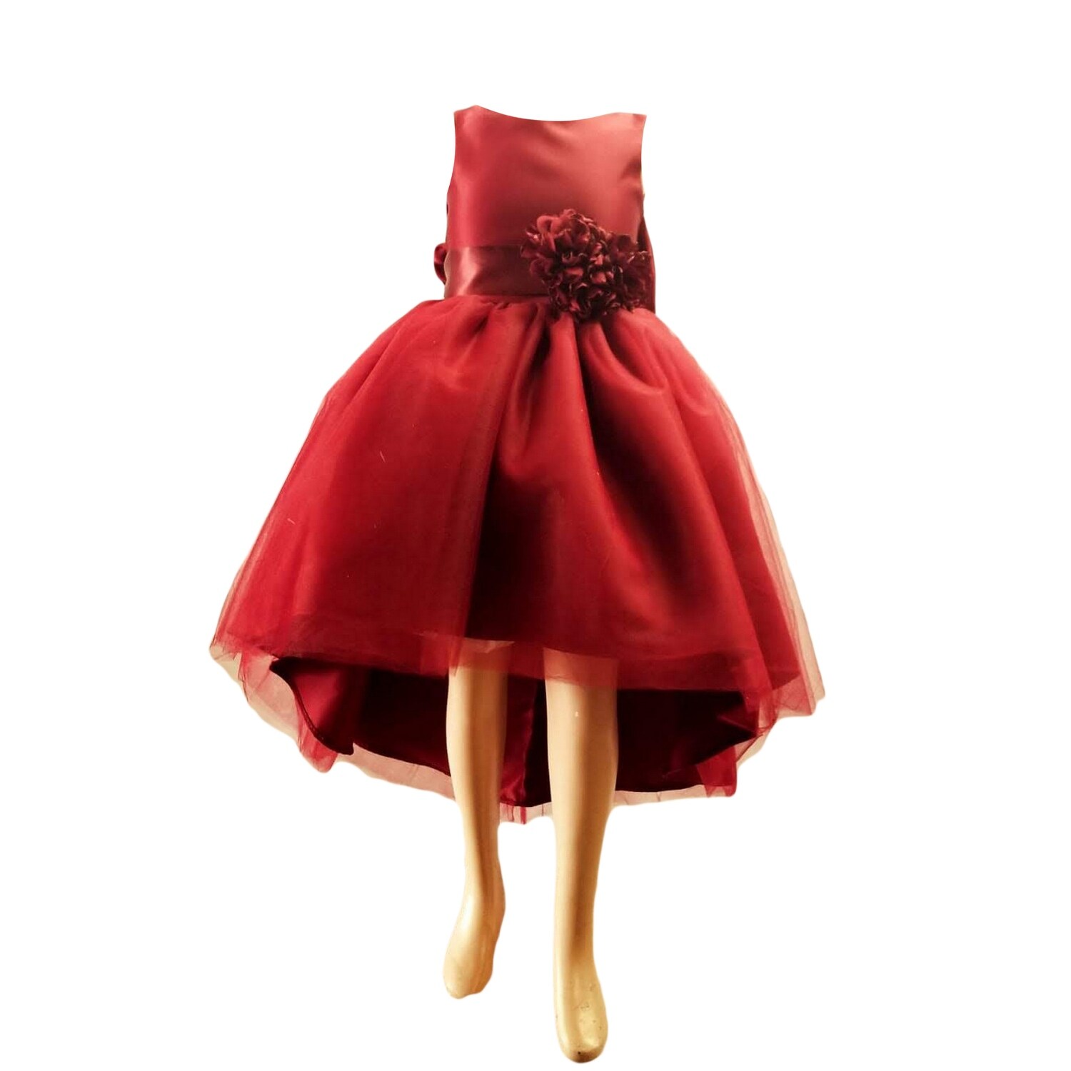 girls red satin dress