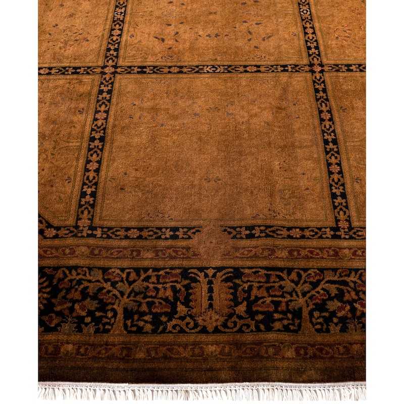 Overdyed One-of-a-Kind Hand-Knotted Octagon Area Rug - Brown - 7' 1" x 7' 1"