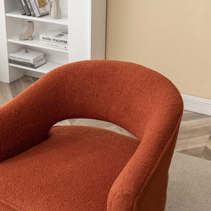 SEYNAR Modern Glam Open Back Velvet Upholstered Round Swivel Accent Arm Barrel Chair for Living Room