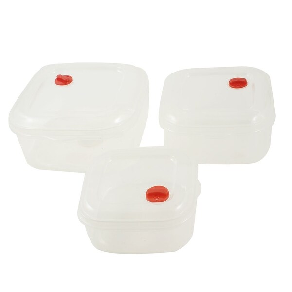 Home Square Transparent Plastic Microwave Oven Food Storage Box 3 in 1 Set