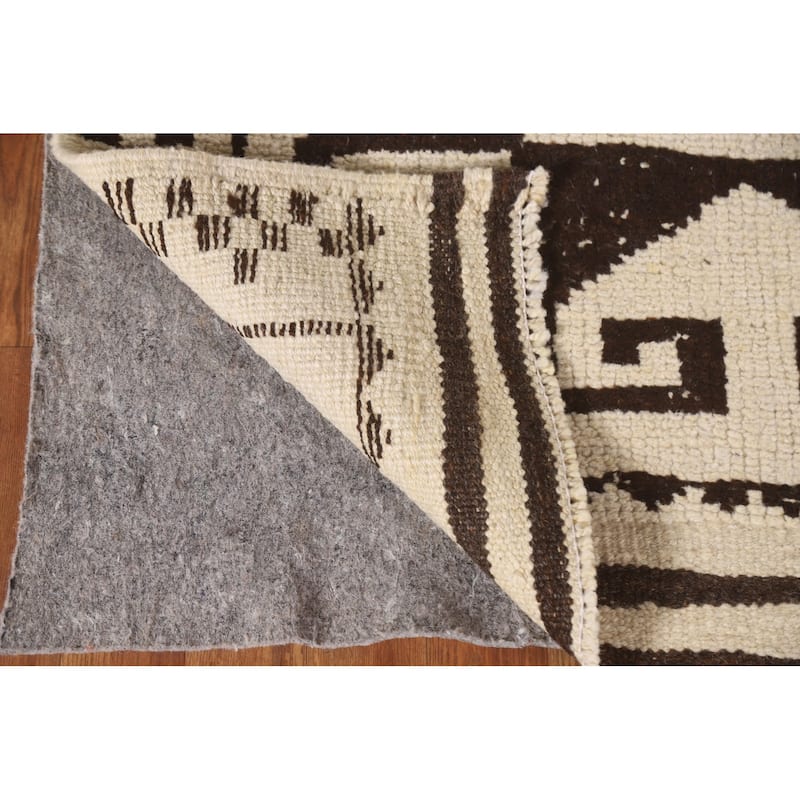 Tribal Beige Plush Anatolian Turkish Runner Rug Handmade Wool Carpet - 3'7"x 11'2"