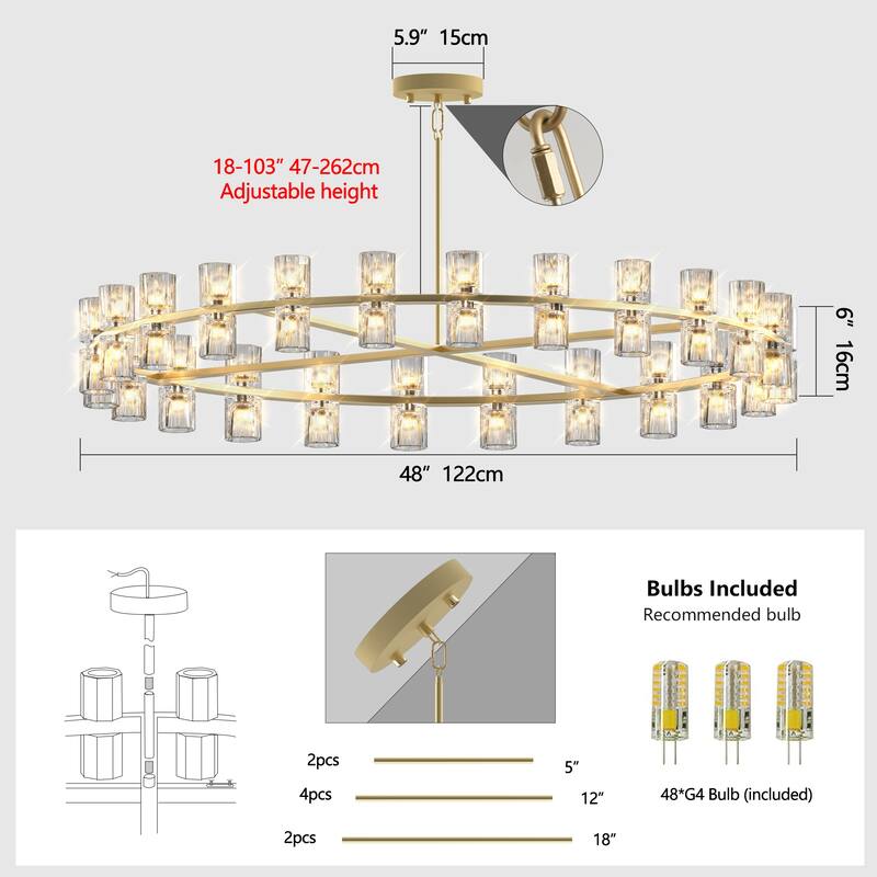 48 Inch Gold Wagon Wheel Chandelier