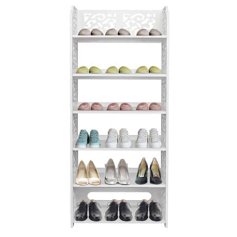 6 Tier Storage Organizer Standing Shoe Rack Shelf Cabinet,White
