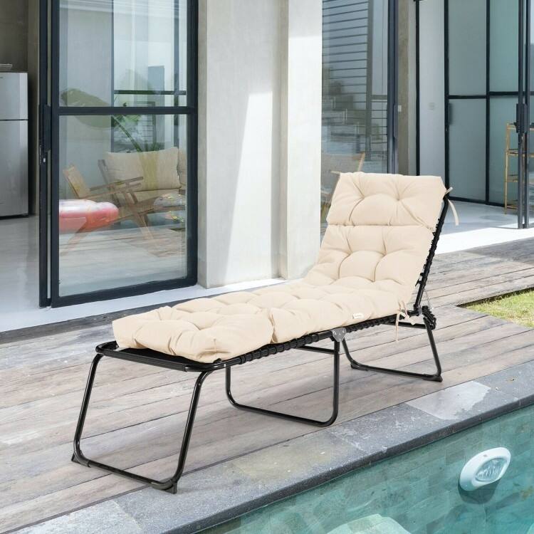 73" Comfortable Lounge Chair Cushion with Head Pillow and Waterproof for Outdoor or Indoor Use - 73'' x 22'' x 4'' (L x W x H)