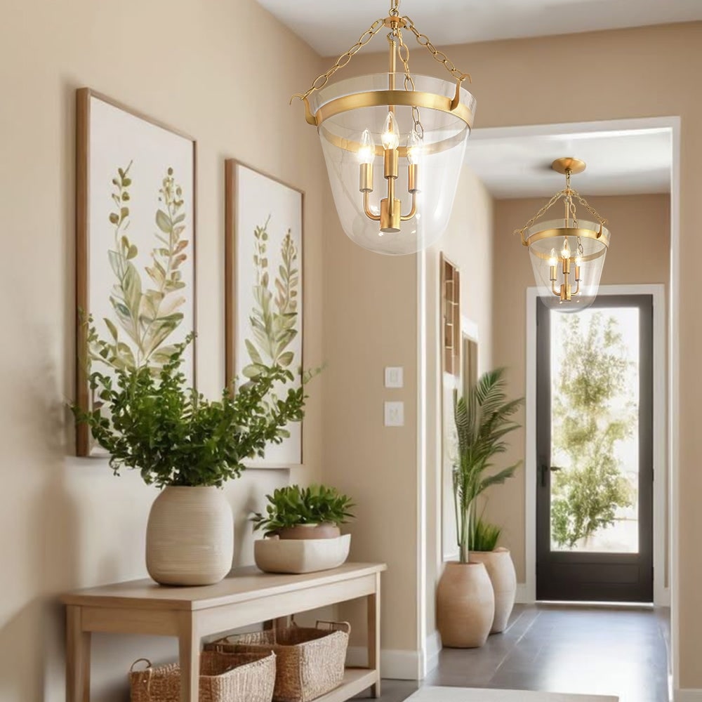 Heritage Glass Bell Jar Cage Pendant Semi Flush Ceiling Light