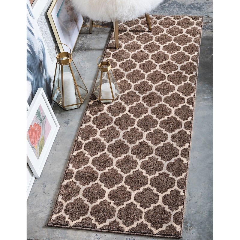 Contemporary Akiva Collection Area Rug - 2'7"x8' - Light Brown