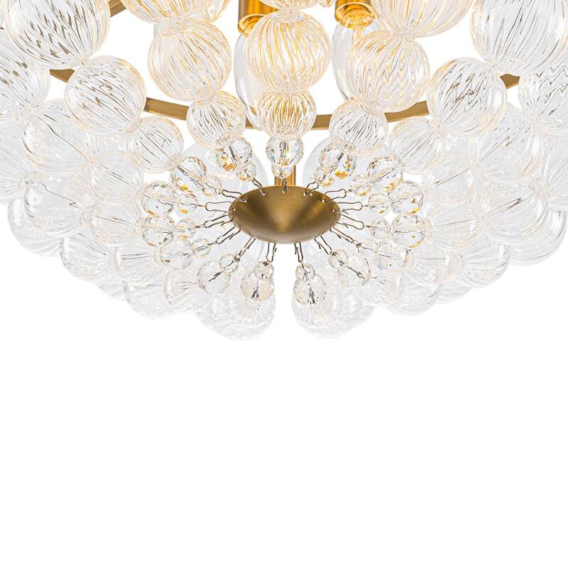 Glam 6-Light Twisted Glass Globe String Flush Mount - 19.7in
