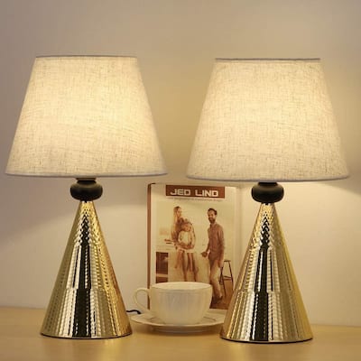 Modern Table Lamps Set of 2 with Hammered Metal Base - 2 PCS