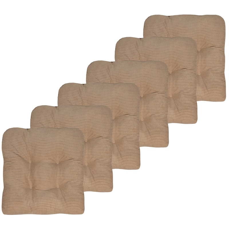 Sweet Home Collection Fluffy Memory Foam Tufted Chair Cushion Non Slip Microdot Rubber Back