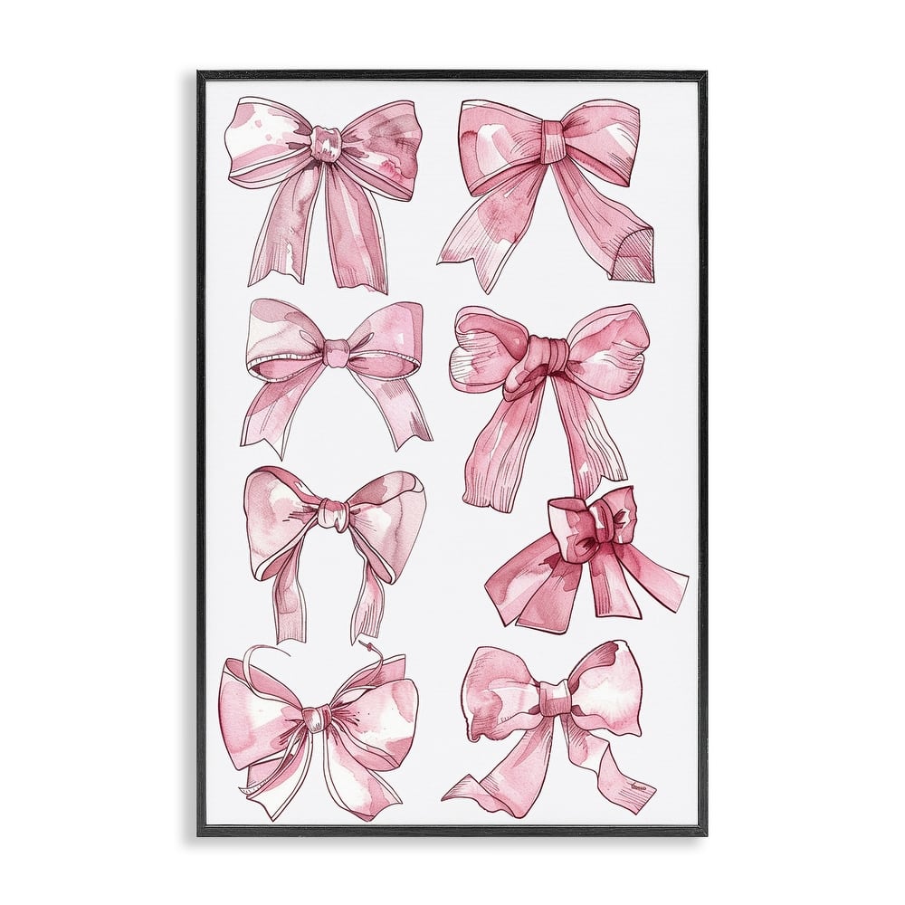 Stupell Various Ribbons in Pink Framed Giclee Art Design By LSR Design Studio