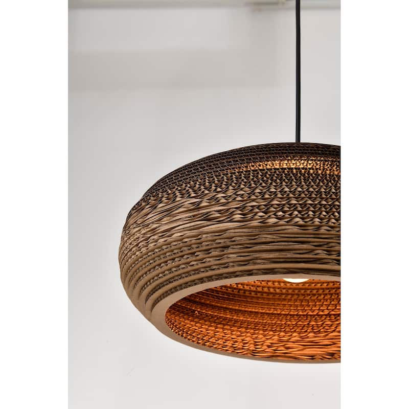 Matte Black Modern Nordic Style 1-Light Pendant Light with Natural Brown Origami Paper Shade - Matte Black