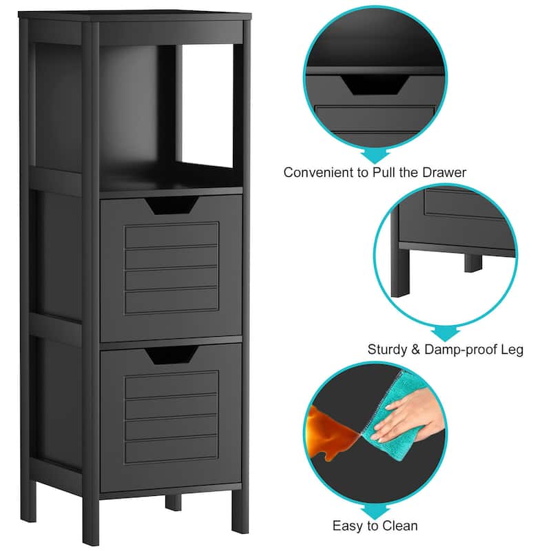 Costway Bathroom Wooden Floor Cabinet Multifunction Storage Rack Stand