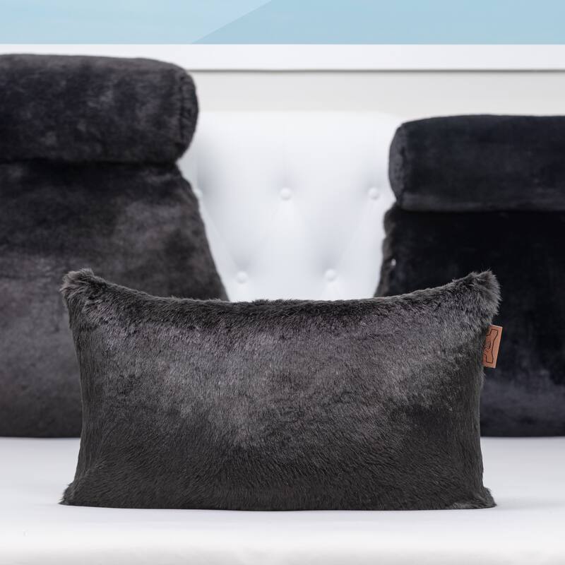 12x20 2-tone Fabulous Faux Fur Throw Pillow - Black Panther, 1 PCS
