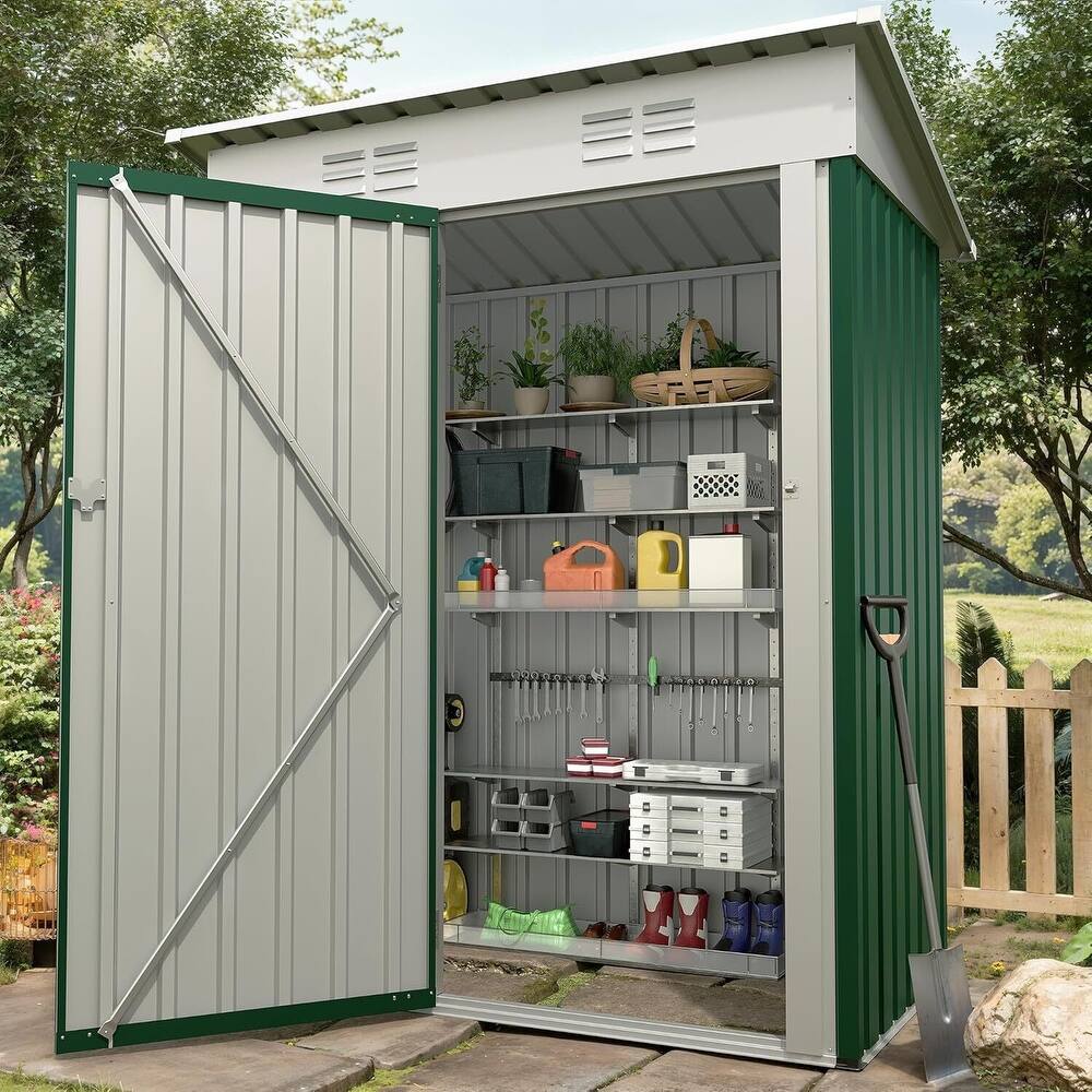 5×3FT Storage Shed Metal Tool Garden Shed for Garden, Backyard, Patio