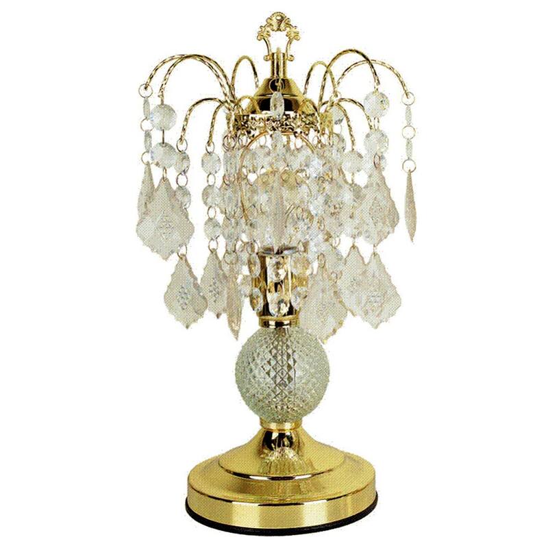 HomeRoots 15" Gold And Faux Crystals Chandelier Style Table Lamp - Small
