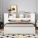 preview thumbnail 18 of 28, Full Size Platform Bed with Storage Headboard, 3 Shelves, 2 Side Lockers, Solid Pine Wood Frame, No Box Spring Required, Grey