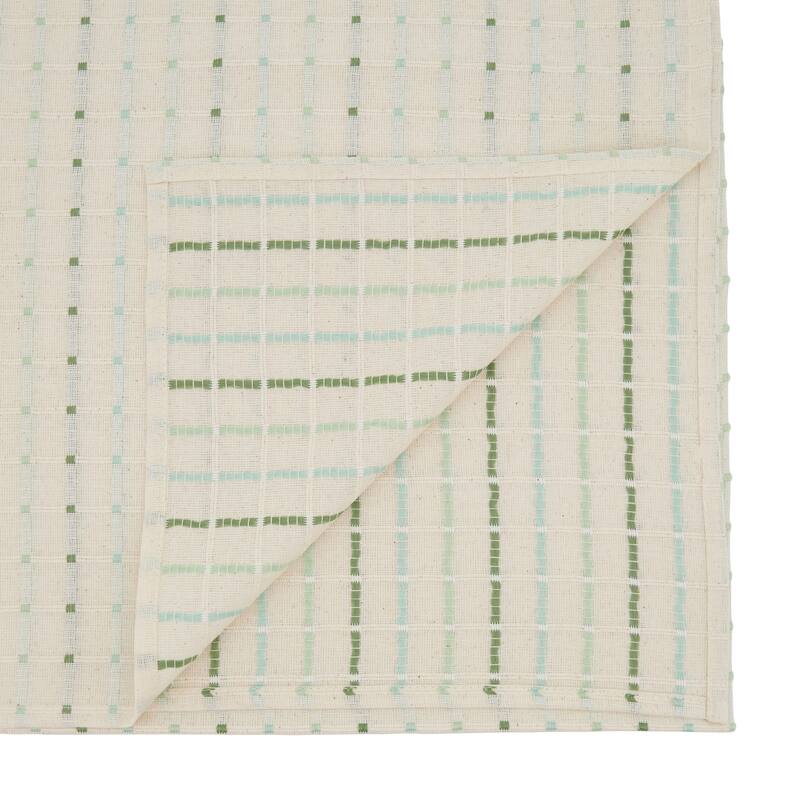 Cotton Blend Tablecloth With Stitched Line Design
