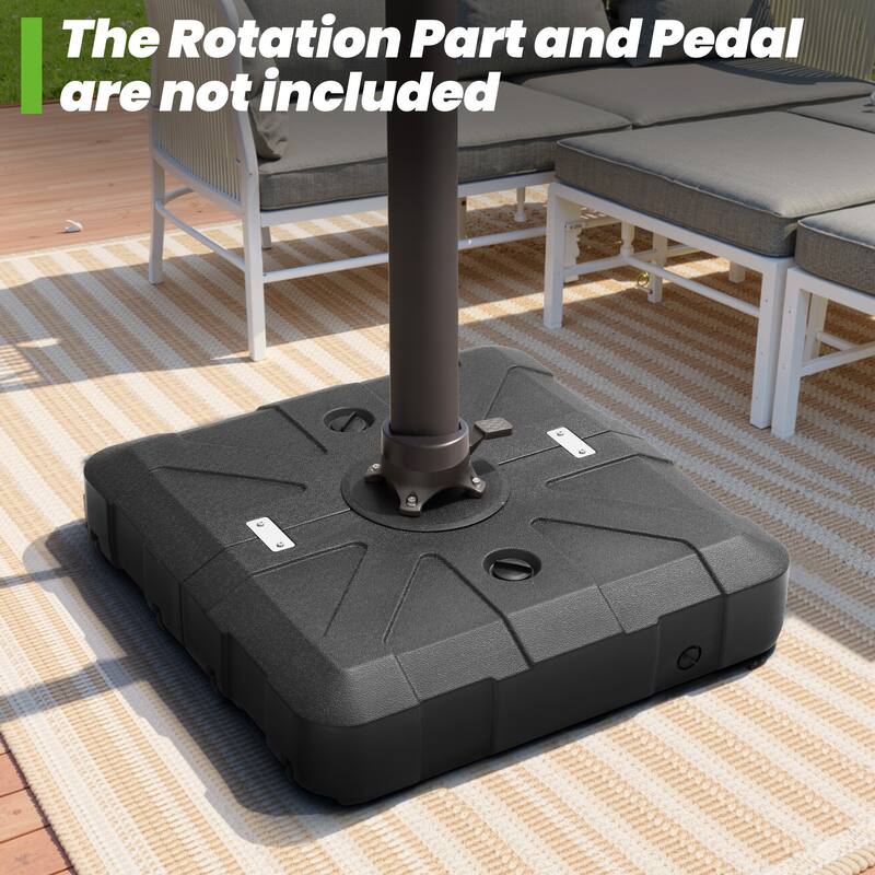 VredHom Patio Offset Cantilever Umbrella Base Stand with Wheels - 33.46" L x 33.46" W x 7.87" H