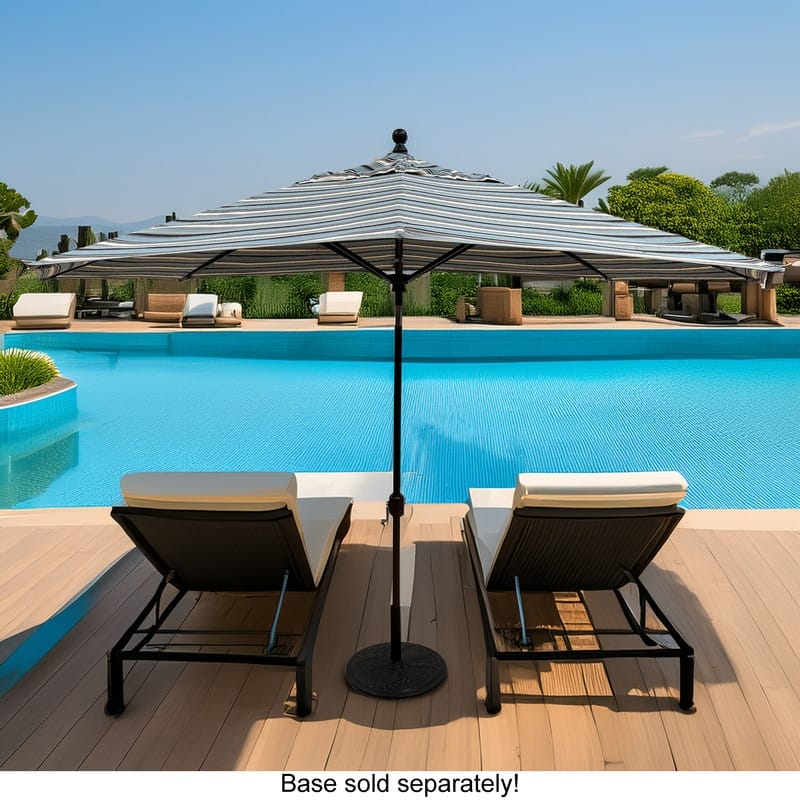 Closeout - Tropishade 8x11' Alum Bronze Umbrella, Sunbrella 8065 Carnegie Celeste