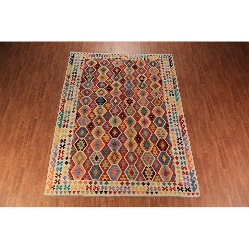 Kilim Reversible Rug Flatweave Oriental Wool Carpet - 8'5"x 11'4"