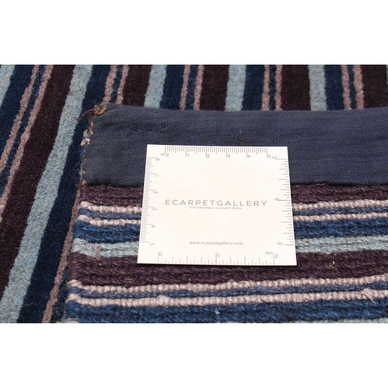 ECARPETGALLERY Hand-knotted Opulence Dark Navy Wool Rug - 3'2 x 11'6