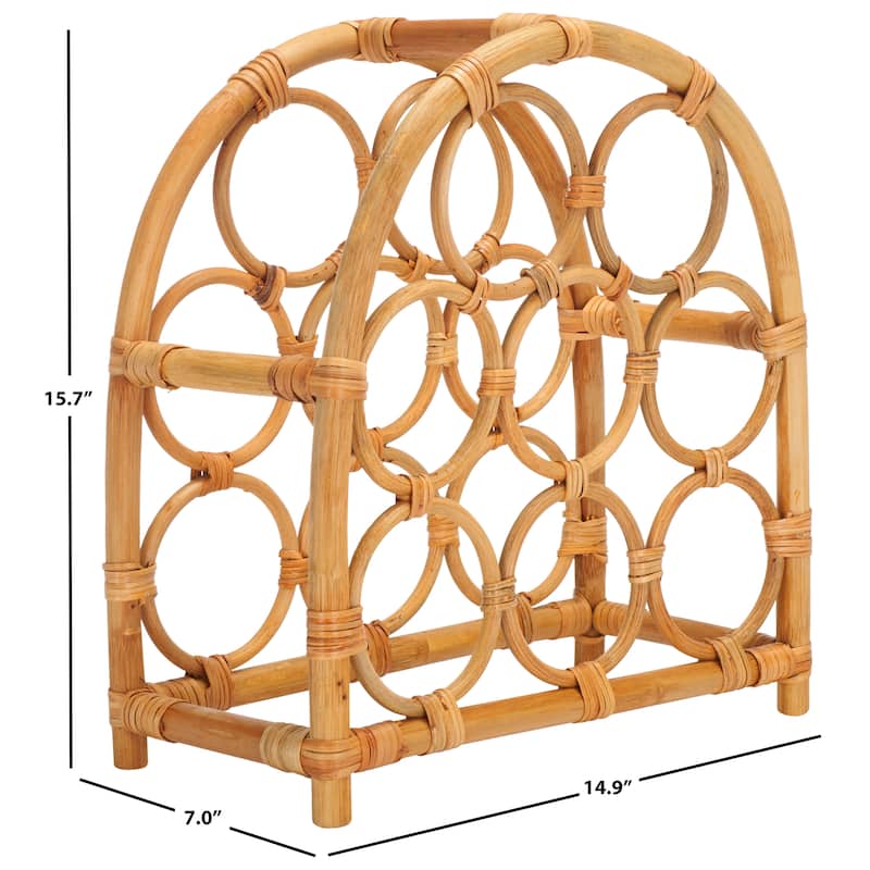 SAFAVIEH Gibora Rattan Wine Rack (Fully Assembled) - 14.9 In. W x 7 In. D x 15.7 In. H - 15Wx7Dx16H