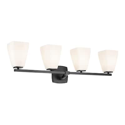 Kichler Lighting Marant 33.25" 4-Light Vanity Light with Opal Glass in Black