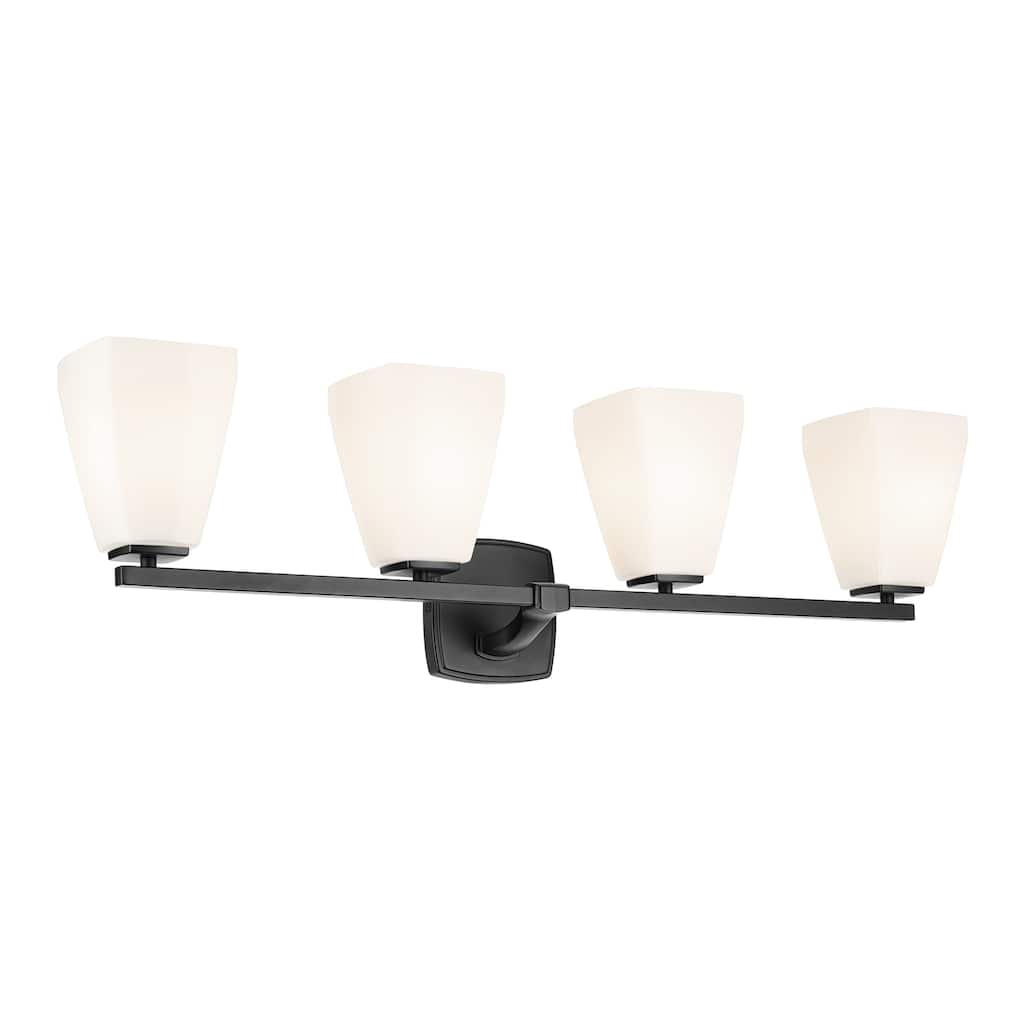 Kichler Lighting Marant 33.25" 4-Light Vanity Light with Opal Glass in Black