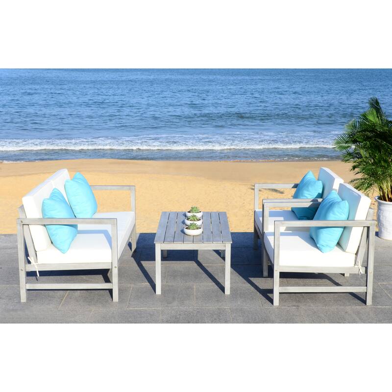 SAFAVIEH Outdoor Citlali 4-Piece Conversation Set with Accent Pillow - 50W x 29D x 29H